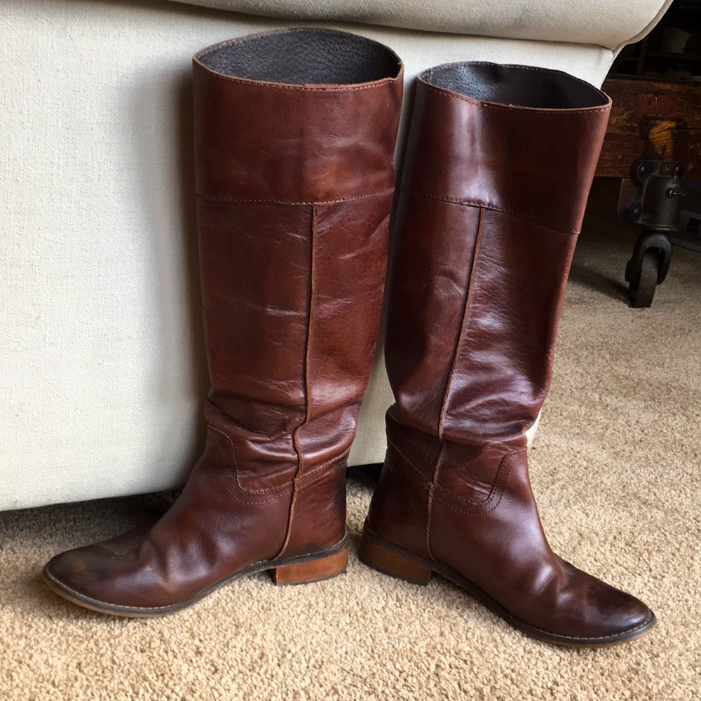 Riding style leather brown boots - Picture 3 of 7